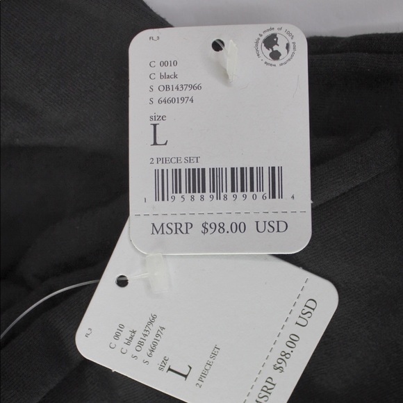 NEW Free People Cropped Sunny Short Set + Long Sleeve Top Large Black - Picture 9 of 9